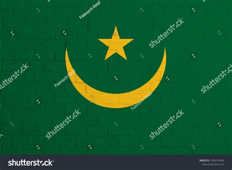 Flag Mauritania Brick Wall Texture Flag Stock Photo