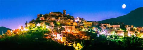 View Of Perinaldo In The Province Of Imperia Liguria Italy Stock