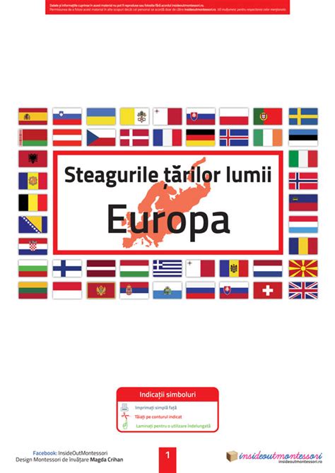 Steagurile țărilor Lumii Europa Format Fizic Insideoutmontessori