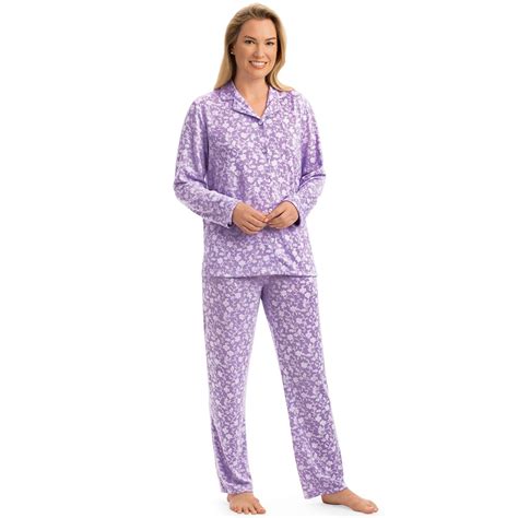 Soft Knit Design Floral Vine Print 2 Piece Pajama Set Collections Etc