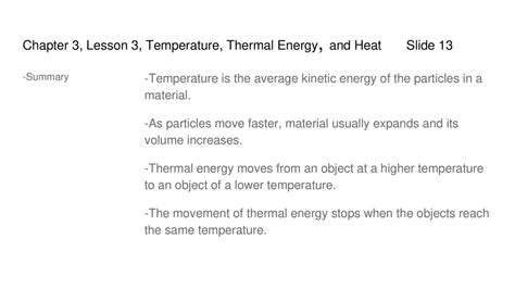 Chapter 3 Lesson 3 Temperature Thermal Energy And Heat Ppt Download