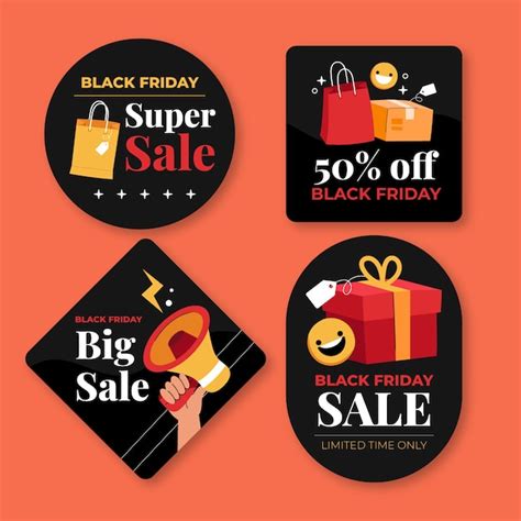 Free Vector Labels Or Badges Collection For Black Friday Sales