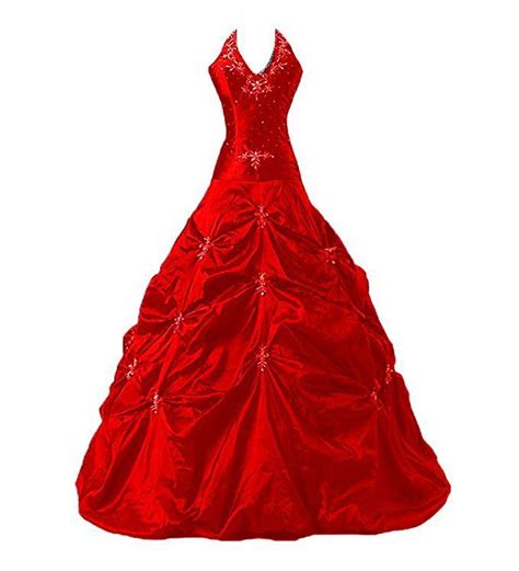 Wunderschönes Brautkleid in rot Das Neckholder Oberteil ist mit