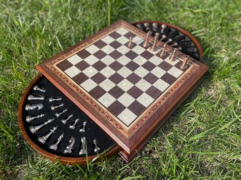 Unique Chess Set W Modern Chess Pieces Solid Big Chess Table Schach ...