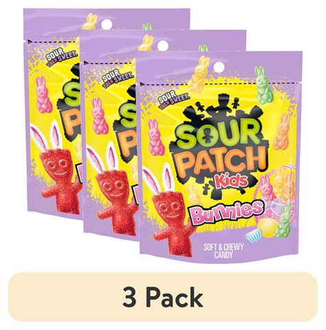 3 Pack Sour Patch Kids Bunnies Soft And Chewy Easter Candy 10 Oz