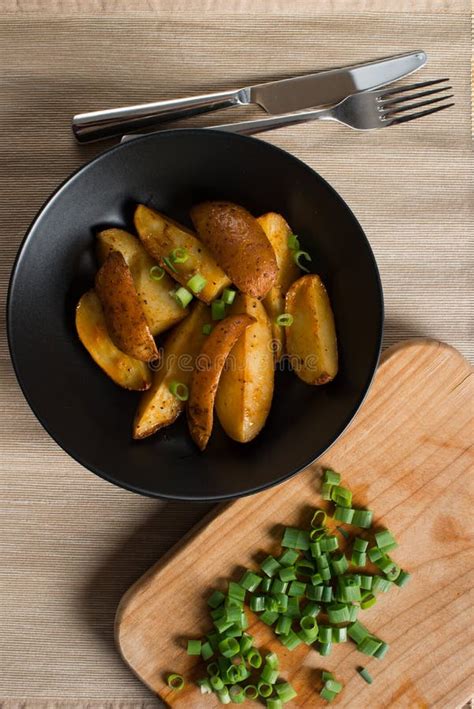 Baked Potatoes With Green Onions Stock Image Image Of Potatoes