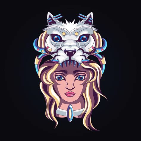 wolf girl artwork illustration 2079487 Vector Art at Vecteezy