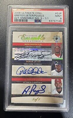 KEN GRIFFEY JR DEREK JETER ALBERT PUJOLS PSA 9 2006 UD ULTIMATE AUTO 1