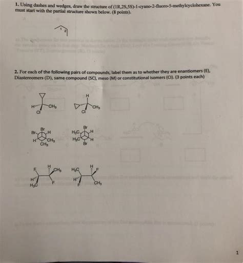 Solved Using Dashes And Wedges Draw The Structure Of Chegg