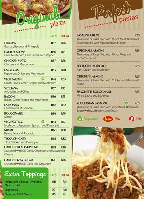 Menu At Pizza Perfect Restaurant Randburg Elnita Avenue