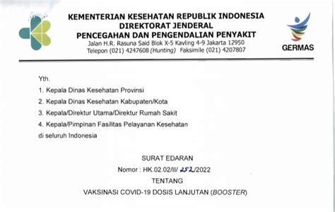 Kemenkes Terbitkan Surat Edaran Pelaksanaan Vaksinasi Booster Di Semua