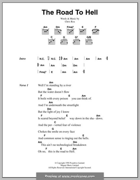 The Road to Hell by C. Rea - sheet music on MusicaNeo