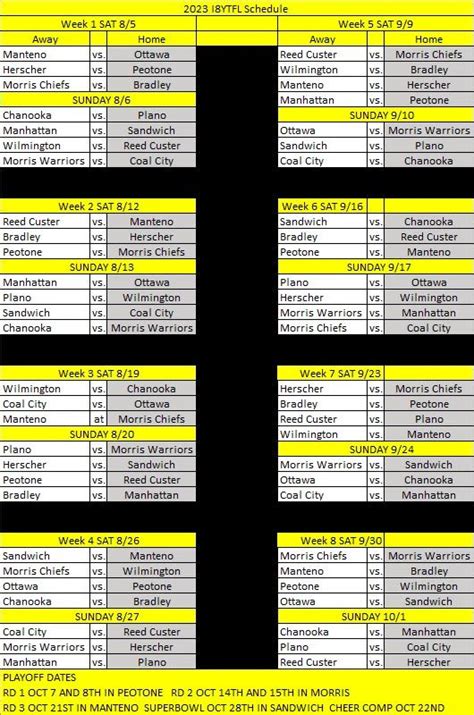 2023 Updated Schedule