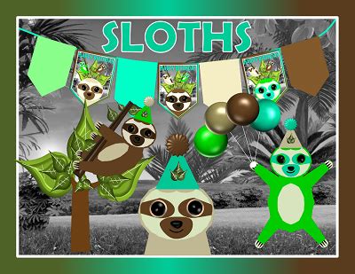 Printable Sloth Party Supplies | Sloth Birthday Decorations