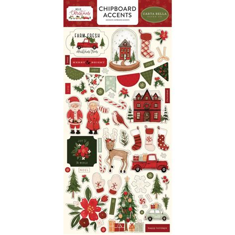 Carta Bella Hello Christmas Collection 6x12 Chipboard Accents