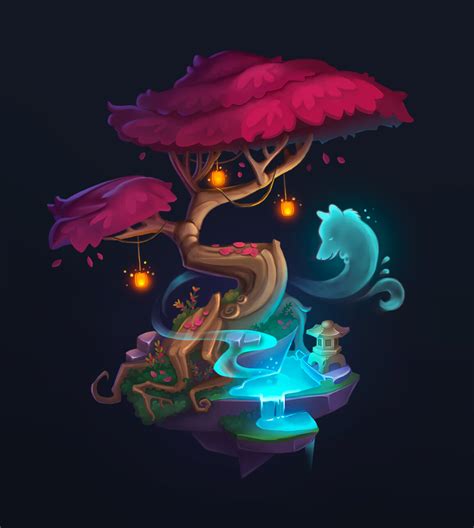 Artstation Magic Tree For Smirnov School Fairy Tree Spirit Okami