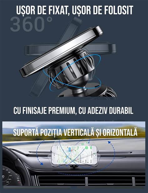 Suport Auto Magnetic Pentru Telefon Cu Lipire Pe Bord Compatibil Cu