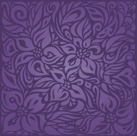 Seamless Luxury Purple Floral Damask Wallpaper Stock Vector