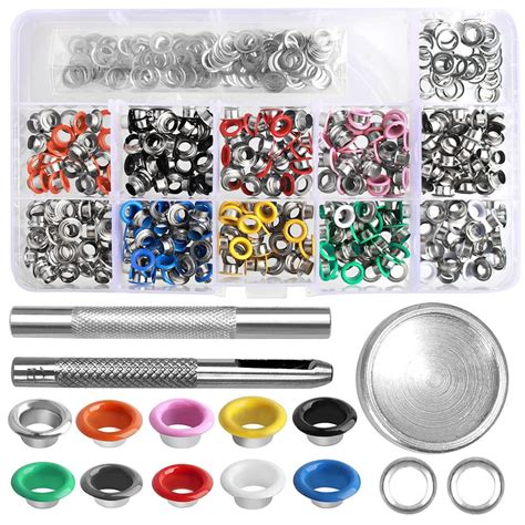 Moocorvic 400 Pcs Eyelet Grommet And Setting Kit With 6mm 10 Colors