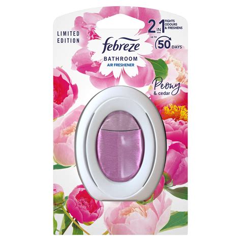 Febreze Bathroom Continuous Air Freshener Fights Odours And Freshens Peony And Cedar 1 Count