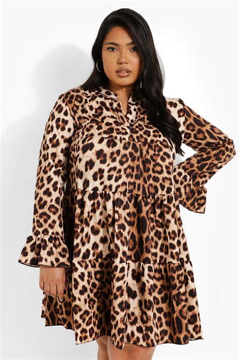 Plus Leopard Smock Dress Boohoo Uk