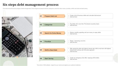 Six Steps Debt Management Process Ppt Slide