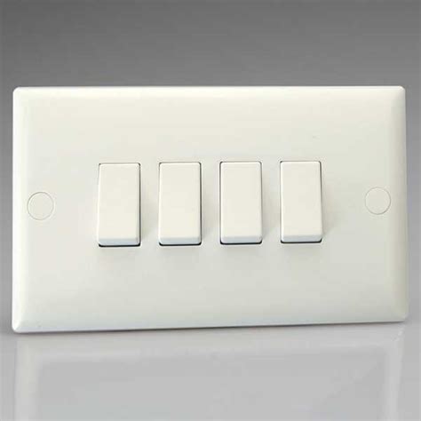 Varilight Classic Polar White 4 Gang 10a 2 Way Switch Ukes