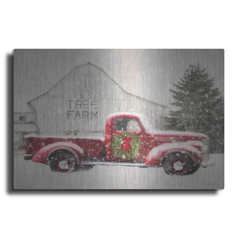 Luxe Metal Art Tree Farm With Truck By Lori Deiter Metal Wall Art