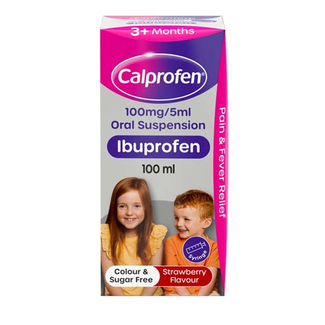 Calprofen® 100mg 5ml Oral Suspension Ibuprofen Strawberry Flavour 3 Months 100ml Bb Foodservice