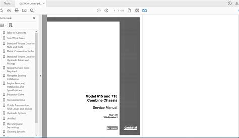 Case Ih Tractor 615 715453 Chassis Combine Service Manualgss1430