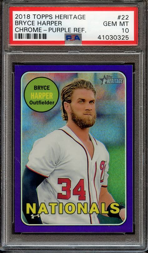 Lot Detail Topps Heritage Bryce Harper Chrome Purple Ref Psa