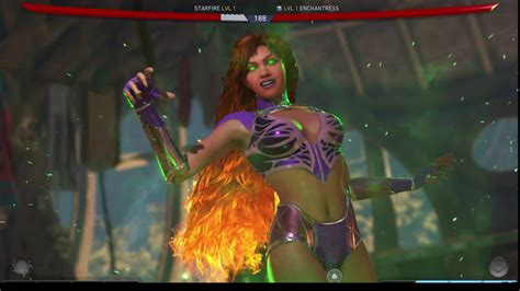 Injustice Starfire Vs Enchantress Gameplay Youtube