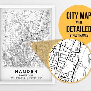 Printable Map of Hamden CT Connecticut United States With - Etsy