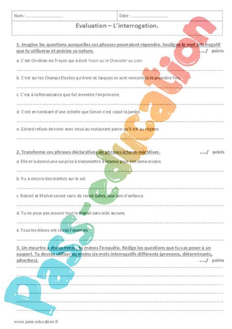 Types de phrases 5ème Exercices cours évaluation révision pdf à