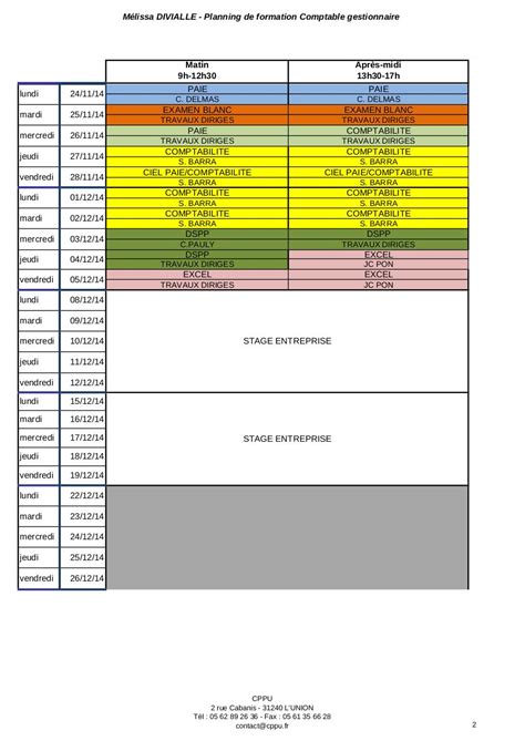 Planning De Formation Comptable Gestionnaire Par Rrieri