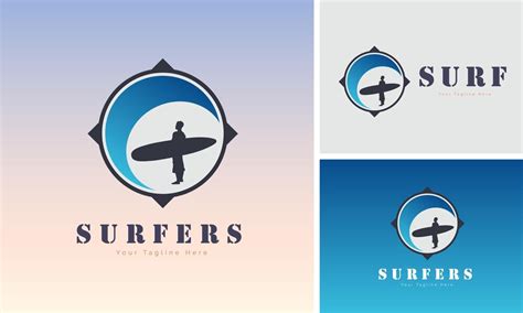 Modèle De Conception De Logo De Vague De Surfeurs De Surf Pour La