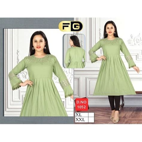 Faiz Garments Anarkali Stylish Cotton Party Wear Kurti Size Xl Xxl