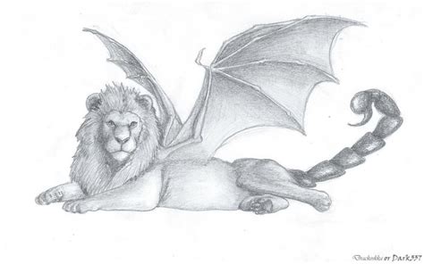 Manticore By Dark337 Mythical Creatures Drawings Manticore Fantasy