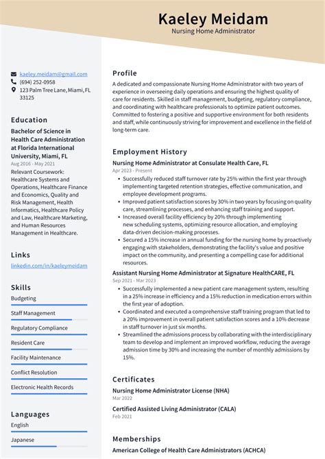 Nursing Home Administrator Resume Examples And Templates