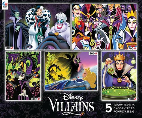 Disney Villains Collection 5 In 1 Puzzle Ursula Maleficent Evil Queen