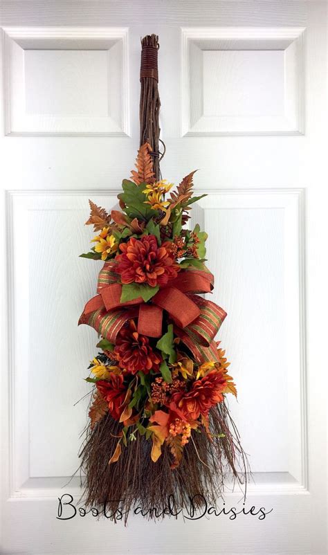 Fall Wreath For Front Door Fall Broom Door Hanger Twig Broom Door Hangers Rustic Door