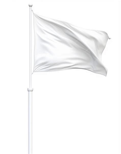 Premium Ai Image Mockup White Flag Blowing On The Flagpole On White