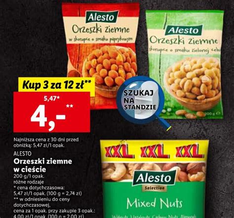 Promocja Alesto Orzeszki Ziemne W Cie Cie G Opak W Lidl