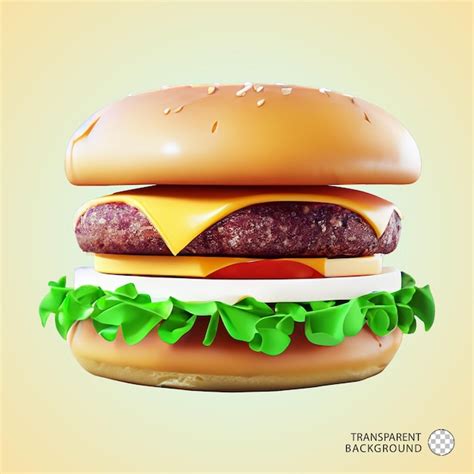 Premium PSD 3d Rendering Of Delicious Cheese Burger 3d Render