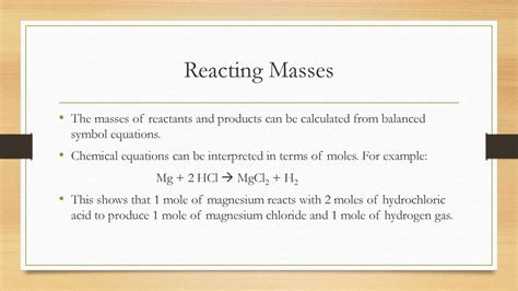 Calculating Reacting Masses Ppt Download