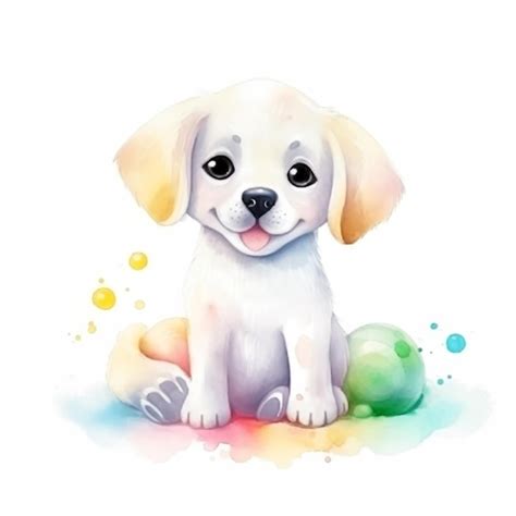 Desenho Em Aquarela De Um Cachorrinho Um Ovo Pintado Foto Premium