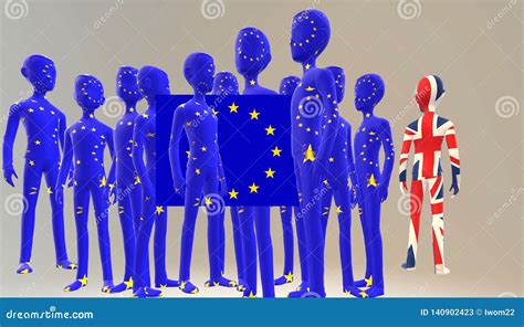 Brexit Concept Uk Leaving Eu 3d Render Stock Illustration