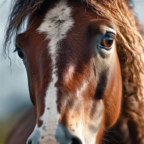 Um Cavalo Marrom Uma Mancha Branca No Rosto Foto Premium