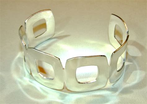 Silver Cuff Bracelet With Unique Square Design Solid 925 Etsy