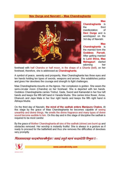 Worship Maa Chandraghanta On 3rd Day Of Navratri In 2024 Hindu